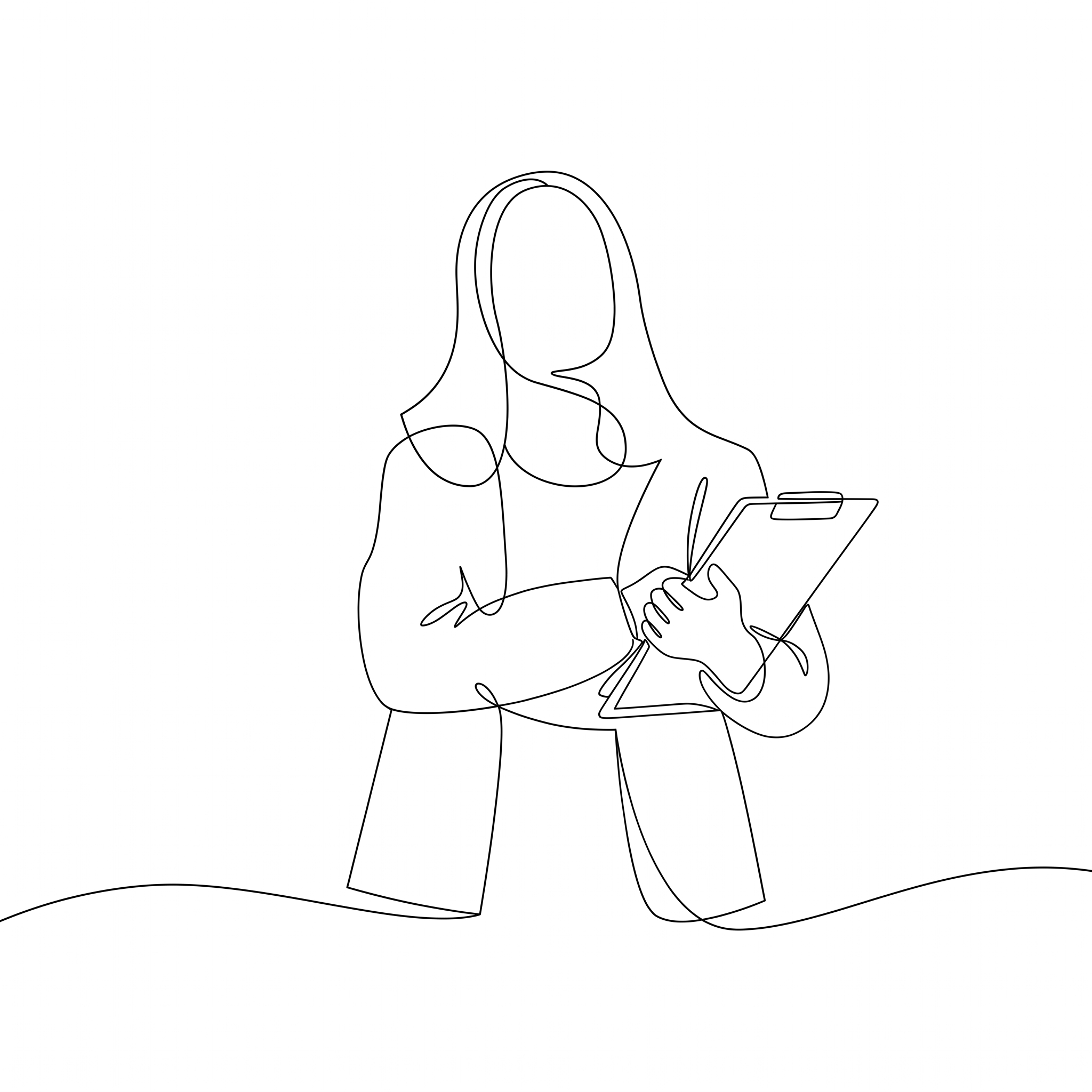 書き留める人の一筆書き